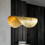 Suspension feuille en laiton design moderne à hauteur réglable pour salle à manger