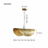 Suspension feuille en laiton design moderne à hauteur réglable pour salle à manger