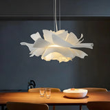 Suspension fleur blanche moderne LED dimmable pour salle à manger