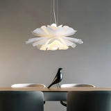 Suspension fleur blanche moderne LED dimmable pour salon