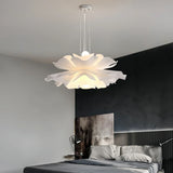 Suspension fleur blanche moderne LED dimmable pour salon