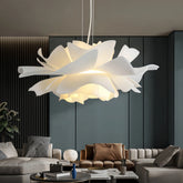 Suspension fleur blanche moderne LED dimmable pour salon