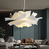 Suspension fleur blanche moderne LED dimmable pour salon