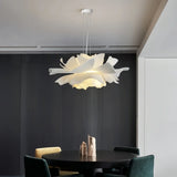 Suspension fleur blanche moderne LED dimmable pour salon