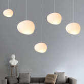 Suspension galet blanc moderne à LED dimmable pour salle à manger