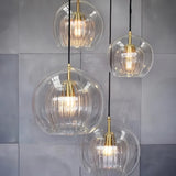 Suspension globe en verre moderne réglable en hauteur pour salle à manger