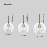 Suspension globe en verre moderne réglable en hauteur pour salle à manger