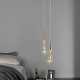 Suspension goutte d’eau en cristal doré LED moderne pour chevet