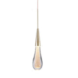 Suspension goutte d’eau en cristal doré LED moderne pour chevet