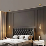 Suspension goutte d’eau en cristal doré LED moderne pour chevet