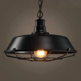 Suspension industrielle noire en métal à hauteur réglable pour salle à manger