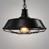 Suspension industrielle noire en métal à hauteur réglable pour salle à manger