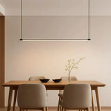 Suspension linéaire minimaliste LED dimmable en métal noir pour salle à manger