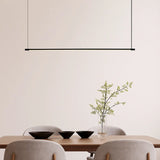 Suspension linéaire minimaliste LED dimmable en métal noir pour salle à manger