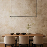 Suspension linéaire minimaliste LED dimmable en métal noir pour salle à manger