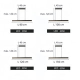 Suspension linéaire minimaliste LED dimmable en métal pour salle à manger
