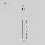Suspension linéaire noire minimaliste LED dimmable pour chevet