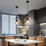 Suspension moderne en verre LED à hauteur réglable pour salle à manger