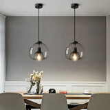 Suspension moderne en verre LED à hauteur réglable pour salle à manger
