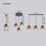 Suspension moderne en verre LED à hauteur réglable pour salle à manger