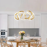Suspension moderne torsadée en métal LED dimmable pour salle à manger