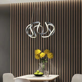 Suspension moderne torsadée en métal LED dimmable pour salle à manger