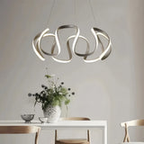 Suspension moderne torsadée en métal LED dimmable pour salle à manger