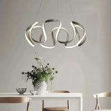 Suspension moderne torsadée en métal LED dimmable pour salle à manger