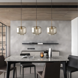 Suspension nordique en verre et métal LED à hauteur réglable pour salle à manger
