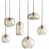 Suspension nordique en verre et métal LED à hauteur réglable pour salle à manger