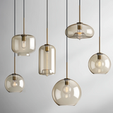 Suspension nordique en verre et métal LED à hauteur réglable pour salle à manger