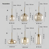 Suspension nordique en verre et métal LED à hauteur réglable pour salle à manger
