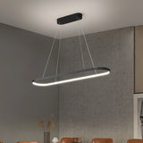 Suspension ovale moderne LED à hauteur réglable pour salle à manger