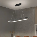 Suspension ovale moderne LED à hauteur réglable pour salle à manger