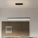 Suspension ovale moderne LED à hauteur réglable pour salle à manger