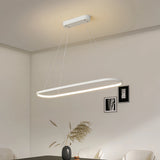 Suspension ovale moderne LED à hauteur réglable pour salle à manger