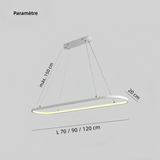Suspension ovale moderne LED à hauteur réglable pour salle à manger