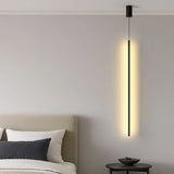 Suspension linéaire noire minimaliste LED dimmable pour chevet