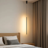 Suspension linéaire noire minimaliste LED dimmable pour chevet