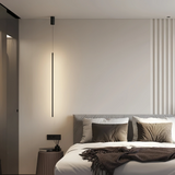 Suspension linéaire noire minimaliste LED dimmable pour chevet