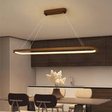 Suspension ovale scandinave en bois LED dimmable pour salle à manger