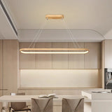 Suspension ovale scandinave en bois LED dimmable pour salle à manger
