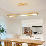 Suspension ovale scandinave en bois LED dimmable pour salle à manger