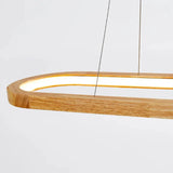 Suspension ovale scandinave en bois LED dimmable pour salle à manger