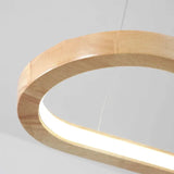 Suspension ovale scandinave en bois LED dimmable pour salle à manger