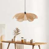 Suspension pétale en rotin artisanale japonaise dimmable pour salle à manger