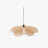 Suspension pétale en rotin artisanale japonaise dimmable pour salle à manger