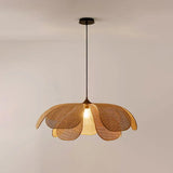 Suspension pétale en rotin artisanale japonaise dimmable pour salle à manger