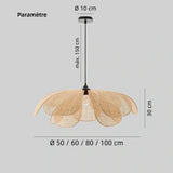 Suspension pétale en rotin artisanale japonaise dimmable pour salle à manger