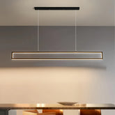 Suspension rectangulaire noire minimaliste LED dimmable pour salle à manger